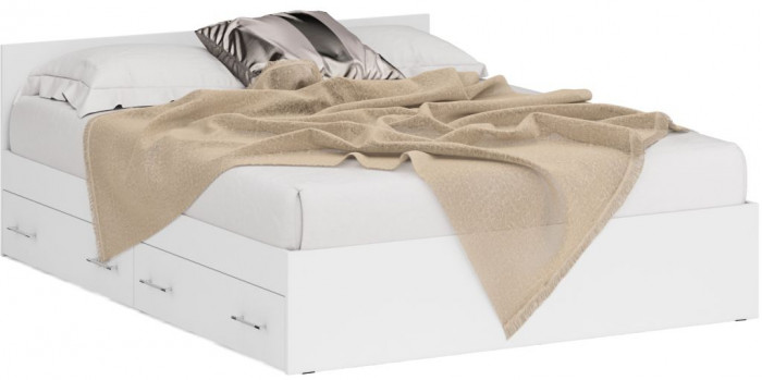 Кровать с ящиками 1600 + Пенал Стандарт, белый