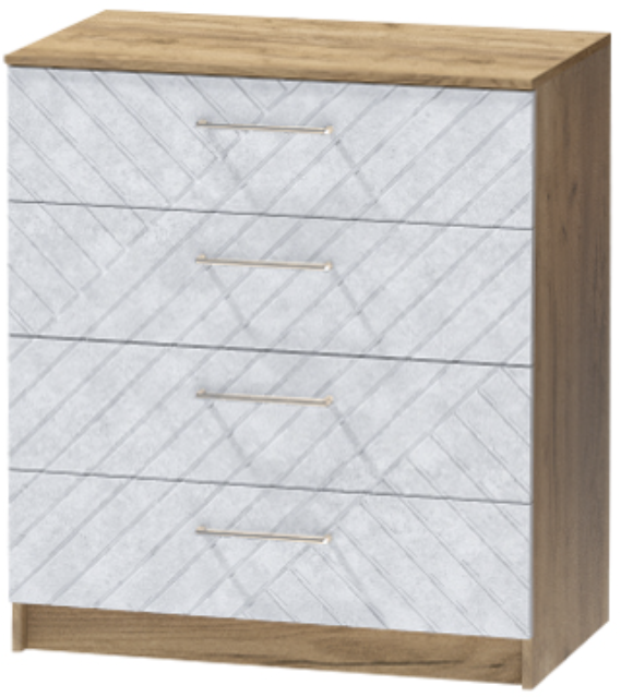 Комод №1 "Иннэс-7", Крафт золотой/Бетон снежный