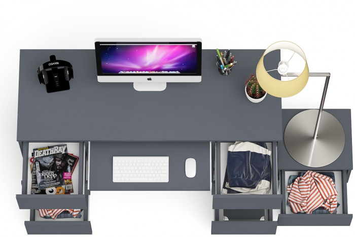 Мори компьютерный стол МС-2 + Тумба ТМП400.1, графит