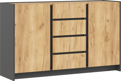 Остин Комод 1400 (2 двери 4 ящика) (Дуб крафт, Графит)