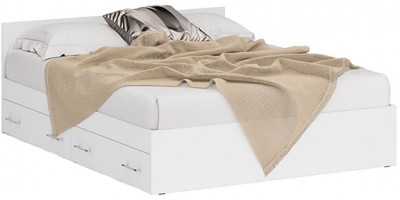 Стандарт Кровать с ящиками 1600, цвет белый, ШхГхВ 163,5х203,5х70 см., сп.м. 1600х2000 мм., без матраса, основание есть