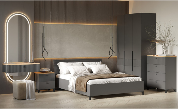 Кровать с основанием Ника (1,6м), Эйхория, Графит