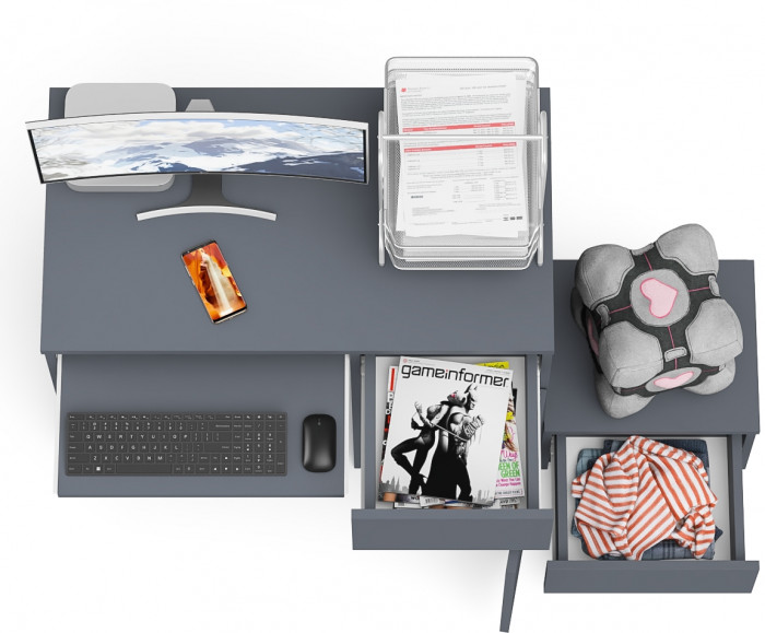 Мори компьютерный стол МС-1 правый + Тумба ТМП400.1, графит