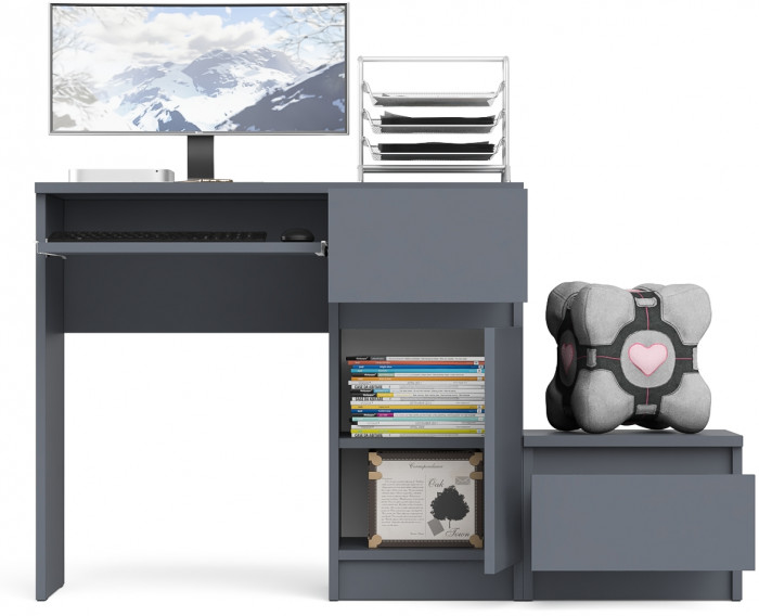 Мори компьютерный стол МС-1 правый + Тумба ТМП400.1, графит