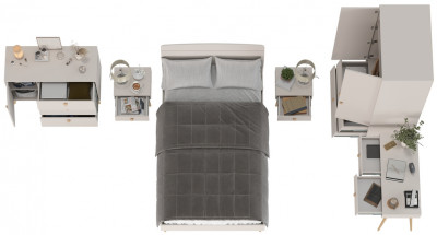 Афина Спальня 01-1200, цвет кашемир серый, сп.м. 1200х2000 мм., б/м, основание есть - фанера