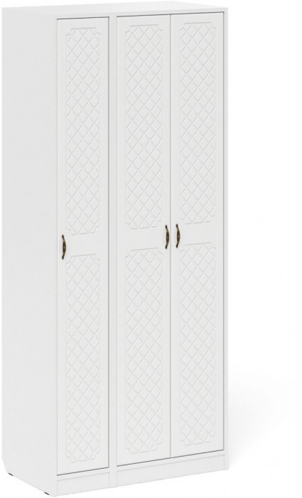 Прихожая П-6-500 Шкаф + Пенал, цвет белая шагрень/фасады МДФ белое дерево фрезеровка ромб, ШхГхВ 90х50х210 см., универсальная сборка