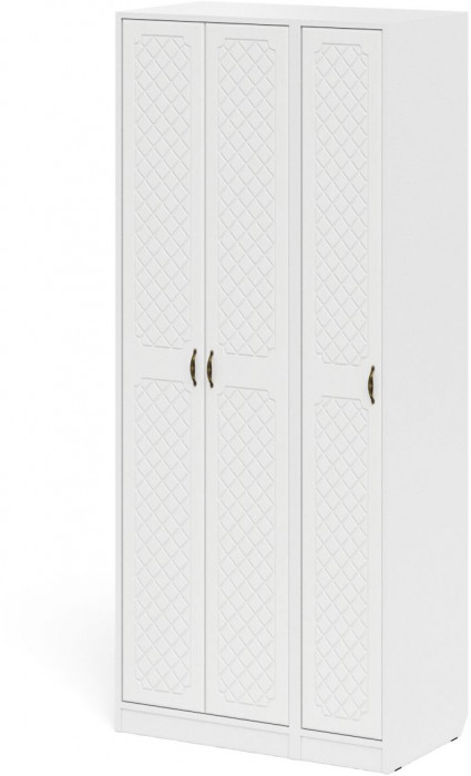 Прихожая П-6-500 Шкаф + Пенал, цвет белая шагрень/фасады МДФ белое дерево фрезеровка ромб, ШхГхВ 90х50х210 см., универсальная сборка