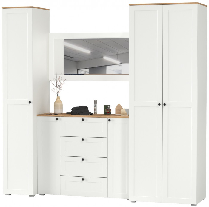 Остин Прихожая 38, белый шагрень/дуб крафт золотой