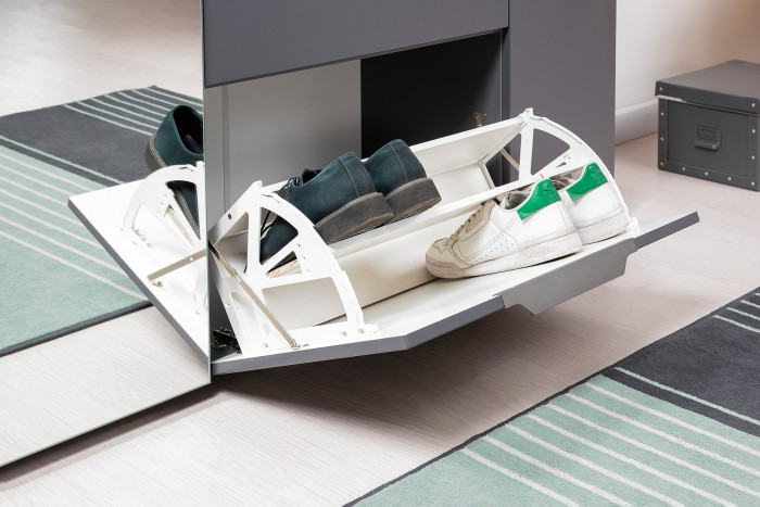 Октава Прихожая 15-123Н, цвет серый графит/дуб крафт золотой/фасады МДФ серый графит, ШхГхВ 161,5х35,4х197,6 см., универсальная сборка