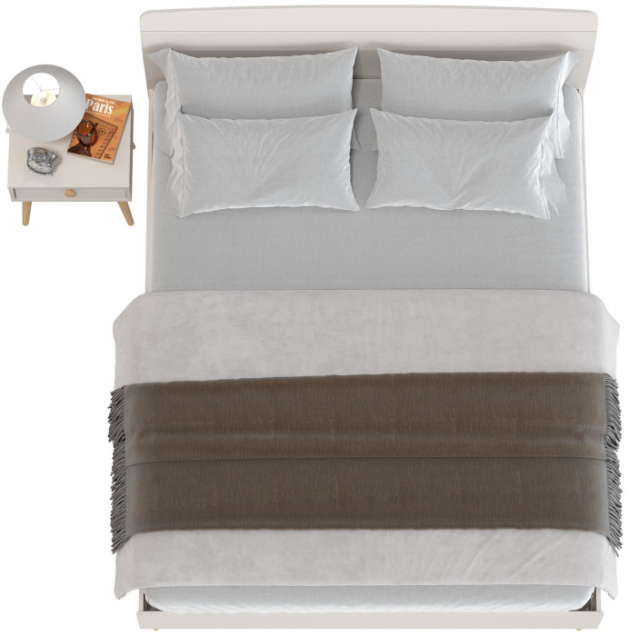 Афина Спальня Кровать 1600 + Тумба прикроватная, кашемир серый