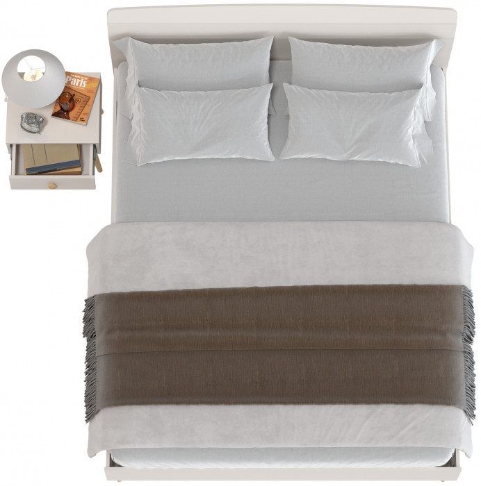 Афина Спальня Кровать 1600 + Тумба прикроватная, кашемир серый