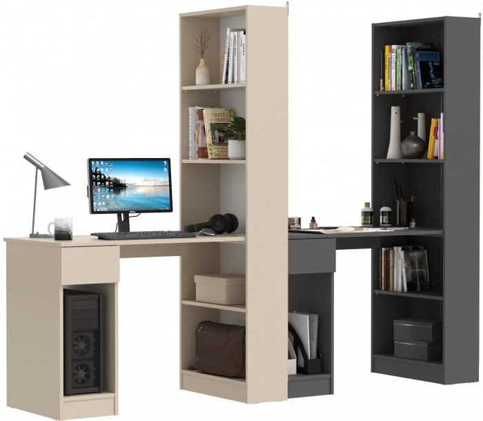 Два Стола письменных Лайт 10.01, сатин/тёмно-серый