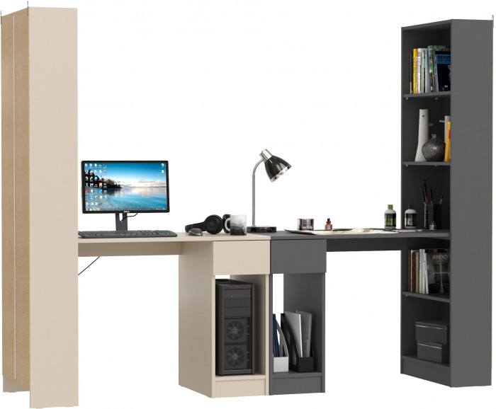 Два Стола письменных Лайт 10.01, сатин/тёмно-серый