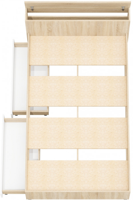 Ксения Кровать с ящиками 1200, дуб сонома/белый