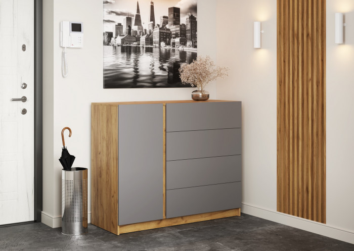 Бостон Комод КМ-001 ЛДСП, крафт золотой/серый шифер