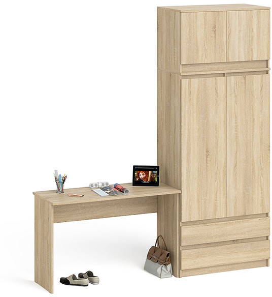 Мори письменный стол МСП1200.1 + Шкаф МШ900.1 + Антресоль МА900.1, дуб сонома