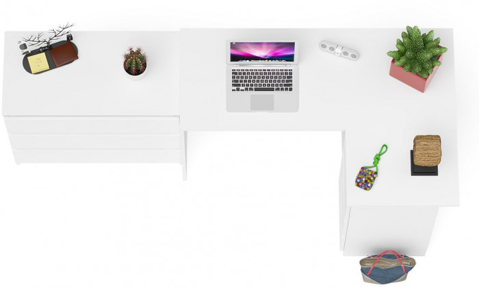 Мори компьютерный стол МС-16 правый + Комод МК800.1, белый