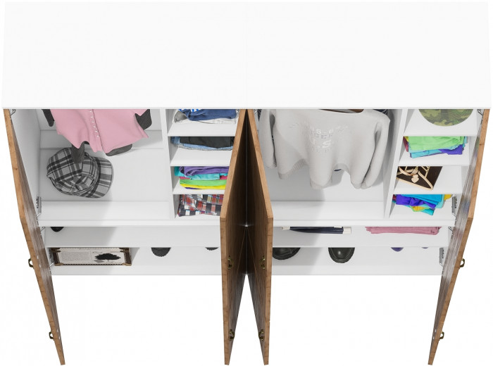 Лидер-8 Шкаф МД 20Б 2 шт., цвет белый шагрень/крафт золото, ШхГхВ 160х37,5х190 см., НЕ универсальная сборка