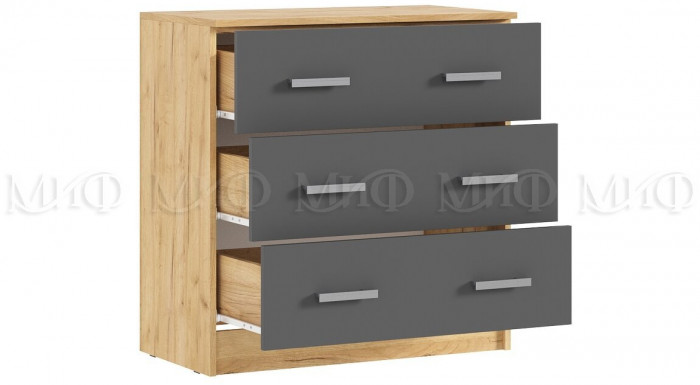Бася Комод 3 ящика (Дуб крафт/ Графит)