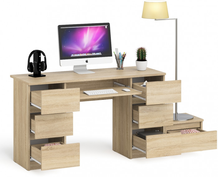 Мори компьютерный стол МС-2 + Тумба ТМП400.1, дуб сонома