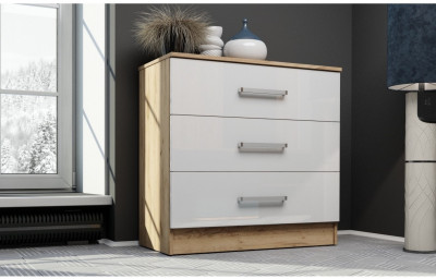 Адель Комод (Дуб Вотан / Белый глянец)