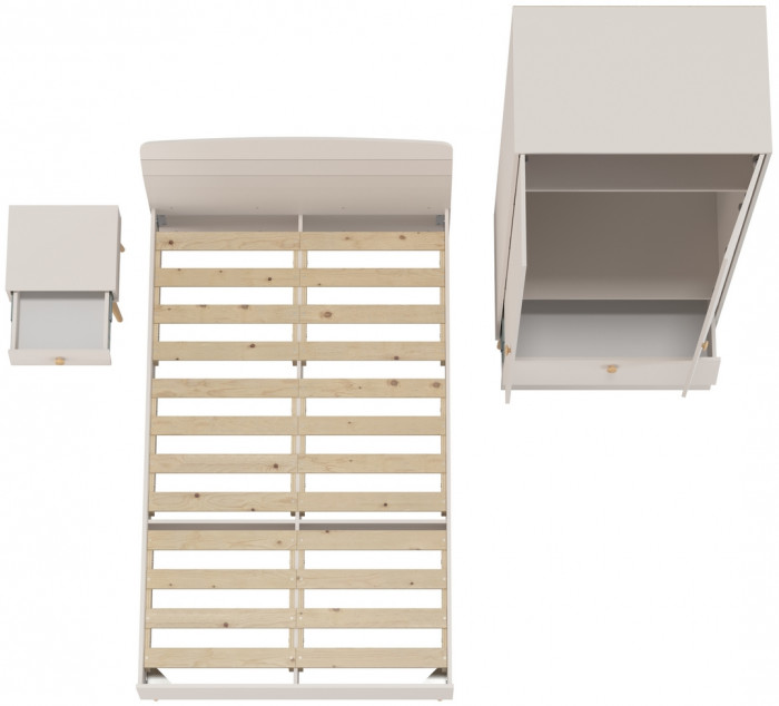 Афина Спальня Кровать 1200 + Шкаф 2-х дверный + Тумба, цвет кашемир серый, 123,6х210,2х95,7 + 90,3х56,3х220 + 45х37х45 см., 1200х2000, б/м, осн. есть