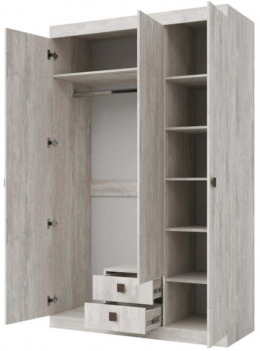 Шкаф трехдверный с ящиками "Лондон" - Ледяное дерево