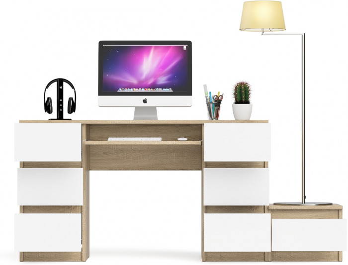 Мори Стол компьютерный МС-2 + Тумба ТМП400.1, цвет дуб сонома/белый, ШхГхВ 175,8х50х76,6 см., универсальная сборка