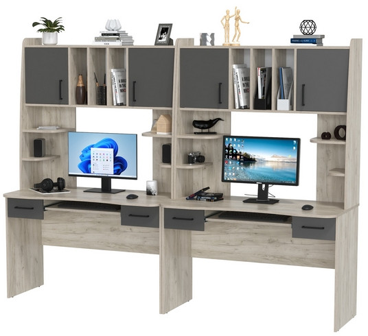 Два стола рабочих 6-0604дкс/граф Бета, дуб крафт серый/графит