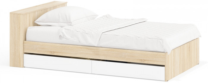 Ксения Кровать с ящиками 1200, дуб сонома/белый