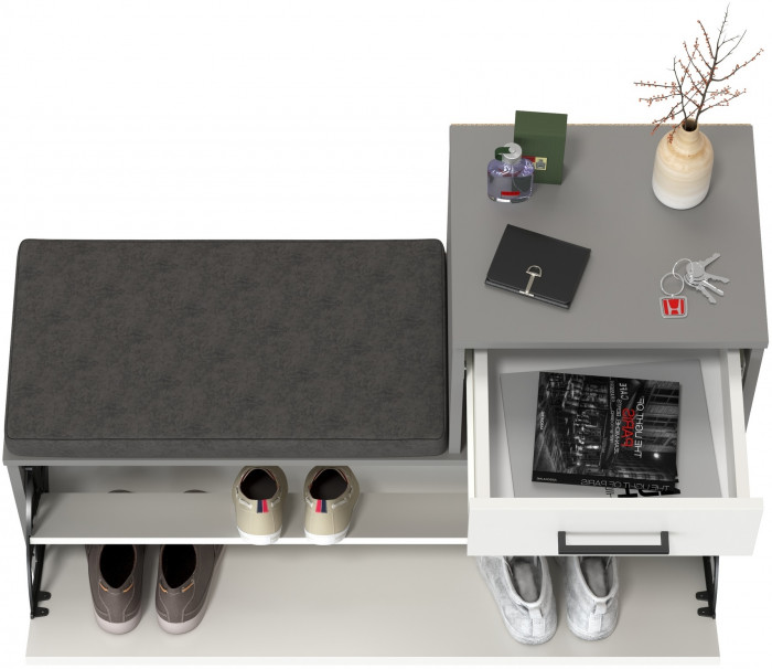 Лира ГК 2-0714граф/бел Тумба под обувь, графит/белый