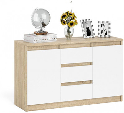 Мори Комод МК1200.3, цвет дуб сонома/белый, ШхГхВ 120,4х41х73 см.