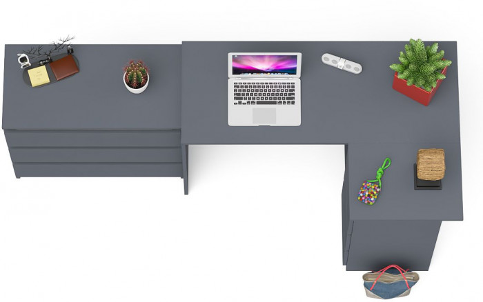 Мори компьютерный стол МС-16 правый + Комод МК800.1, графит