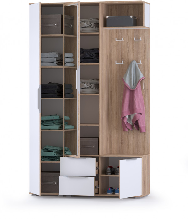 Куба Прихожая 14, дуб сонома/белый премиум