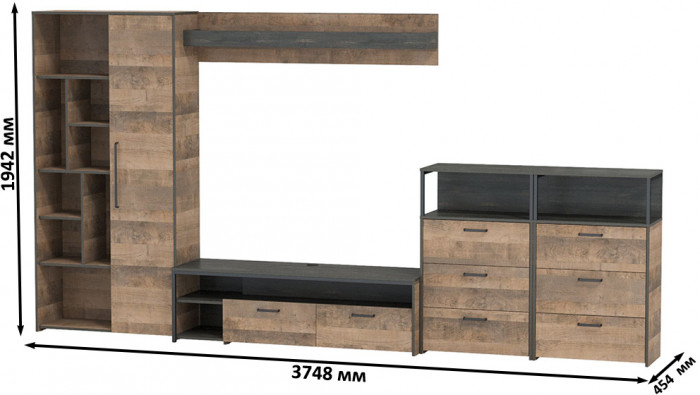 Трувор Гостиная 103, дуб гранж песочный/интра