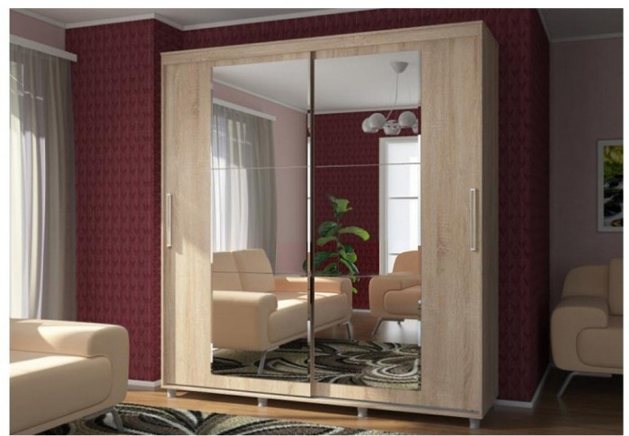 Шкаф-купе Комфорт 12 Прайм с прямыми зеркалами 200 (Венге)