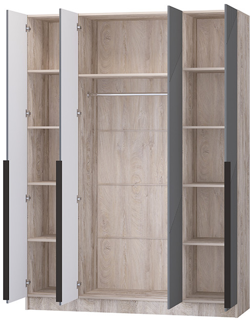 Шкаф Авис 1,6, Дуб эндгрейн/Графит