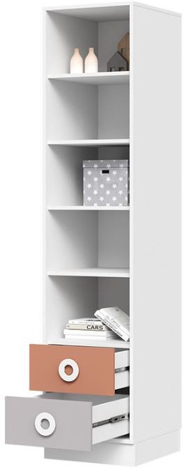 ТУРБО ПН 02 Пенал открытый с 2мя ящиками (450х2000х497) корпус белый/шарлиз кашемир/терракота