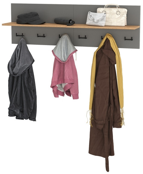 Октава 15.14.01 Вешалка + 15.14.01 Вешалка, серый графит/дуб крафт золотой