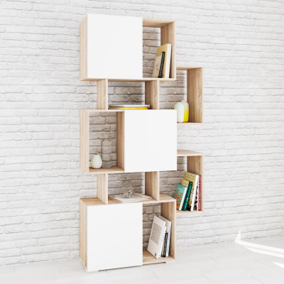 Стеллаж Ромео-9 (1006*2000*315) дуб сонома/белый