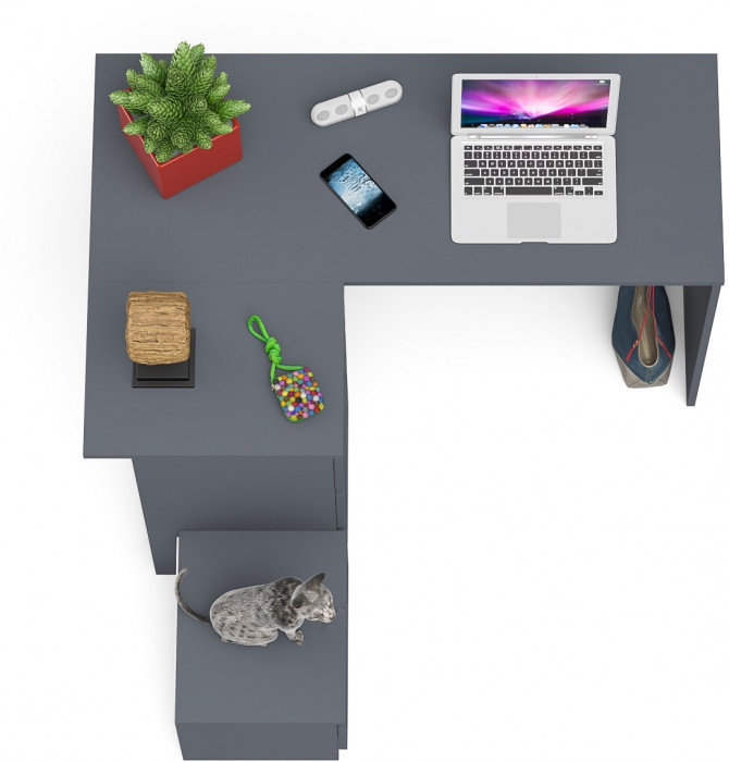 Мори Стол компьютерный МС-16 левый + Тумба ТМП400.1, цвет графит, ШхГхВ 164,8х84,9х76,6 см., выдвижные ящики слева, НЕ универсальная сборка