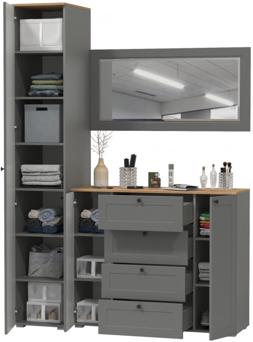 Остин Прихожая 20, цвет серый графит/дуб крафт золотой, ШхГхВ 160х54,3х229,6 см., универсальная сборка