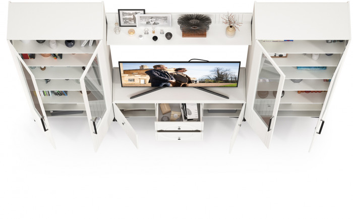 Валенсия Гостиная № 074, ЛДСП белый шагрень/МДФ белый шагрень