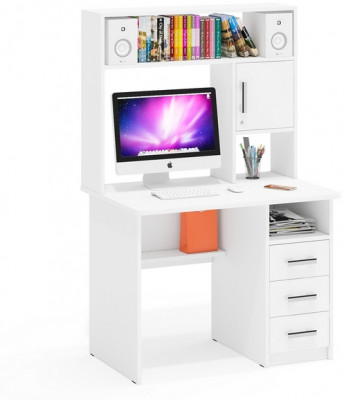 Стол компьютерный С-МД-СК9, цвет белый шагрень, ШхГхВ 102х70х160 см., ниша под монитор 65х70х57 см., НЕ универсальная сборка
