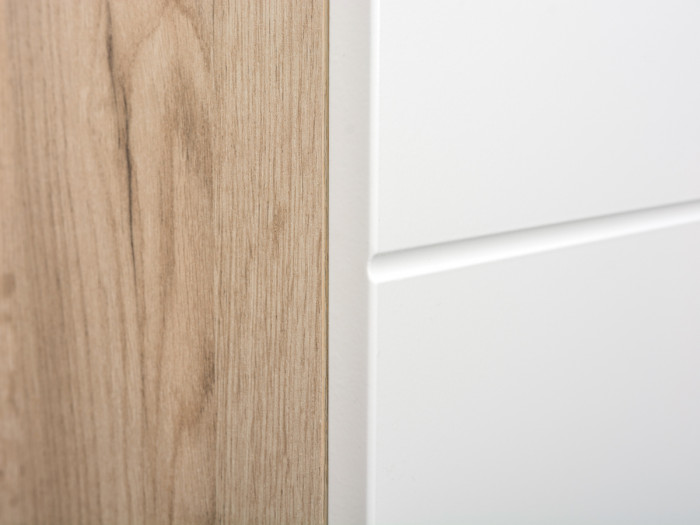 Лайн Прихожая № 07, цвет дуб крафт серый/фасады МДФ белый глянец, ШхГхВ 201,6х35,1х210 см., НЕ универсальная сборка