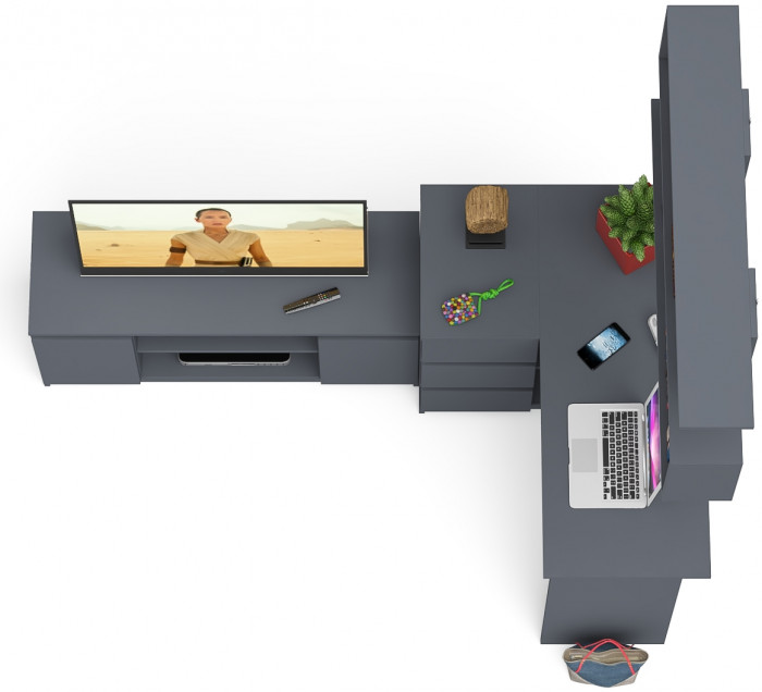 Мори компьютерный стол МС-16 левый + Тумба МТВ1200.1 + Полка 1200, графит