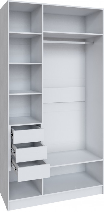 Шкаф Мадрид (1,2) с 3 ящ. внутри с зеркалом, Белый/Ателье светлое