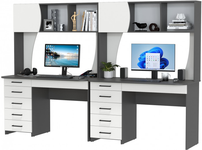 Два стола рабочих 6-0606граф/бел Сигма, графит/белый