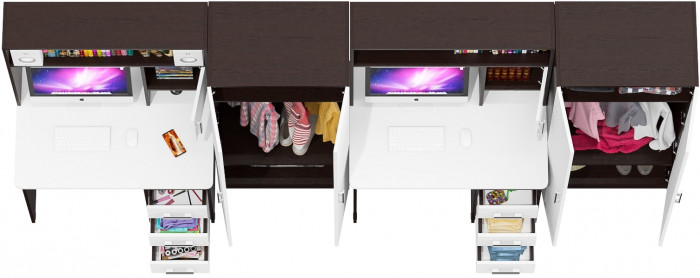 С-МД-СК9 Компоновка № 08, цвет венге/белый шагрень, ШхГхВ 344х70х160 см., НЕ универсальная сборка