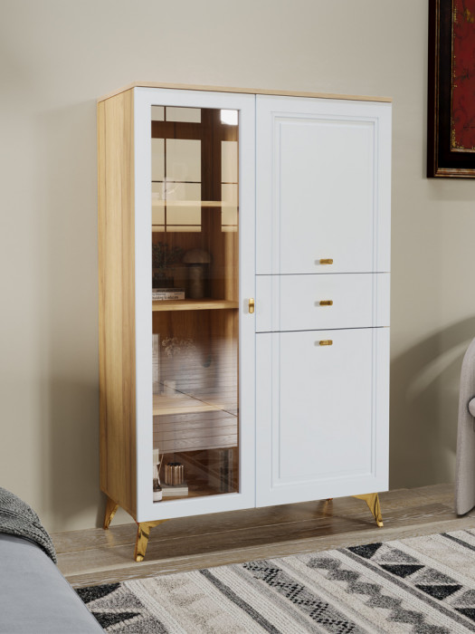 Шкаф низкий (1 стеклодверь) Вега Сапфир